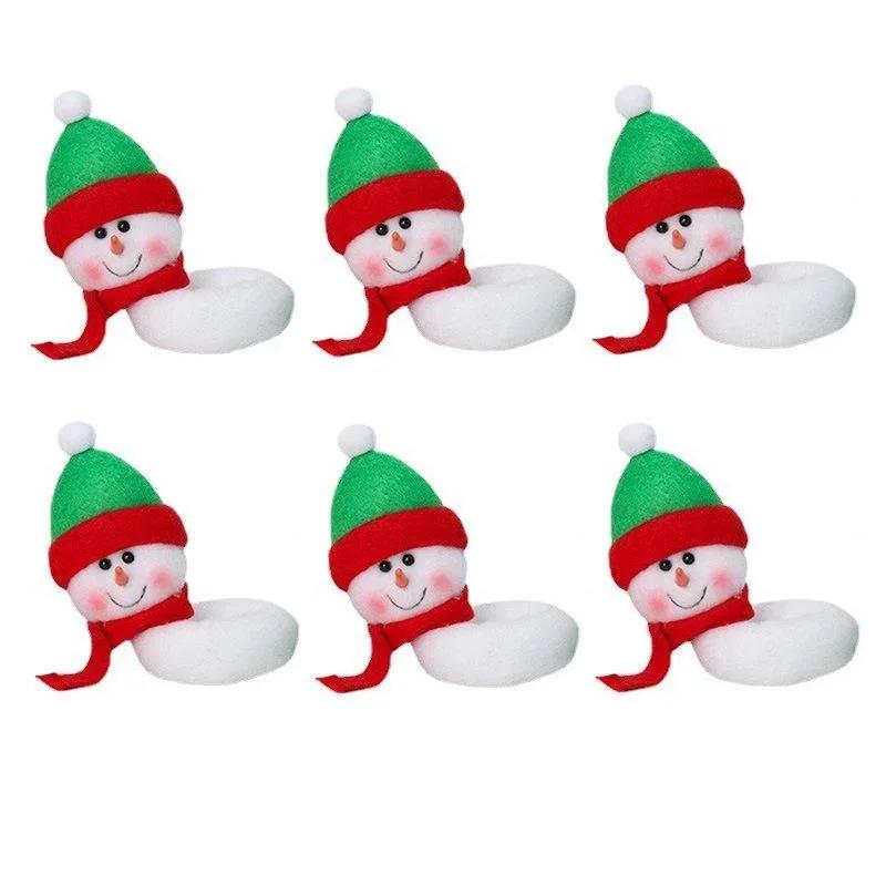 Jul och nyårsborddekorationer 6 st/set Julvinglasskydd Jultomten Älg Snögubbe Vinmuggskydd Etiketter