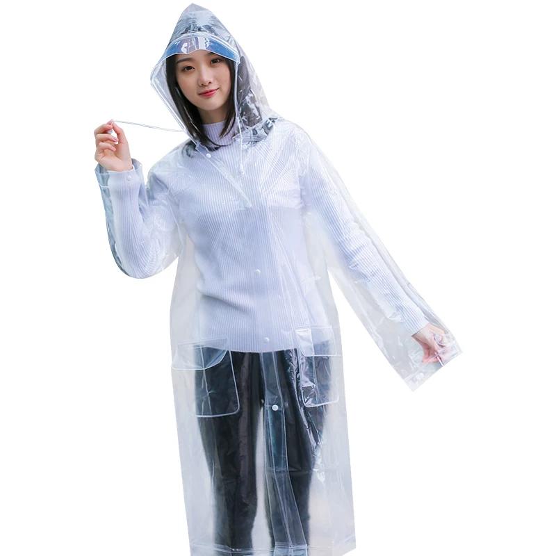 Regenmantel für Damen, Kurzer Stil, Transparent, Sturmsicher, Outdoor, Männliches Model, Laufstegfotografie, Trendiger Regenponcho, Nicht Einweg-Eva
