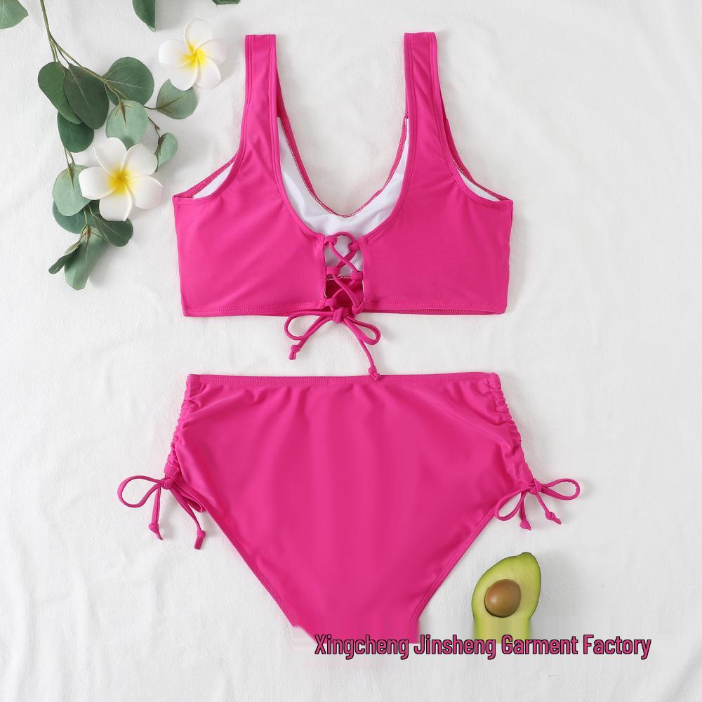 Solid Color European and American Two-Piece Bikini Swimwear Set