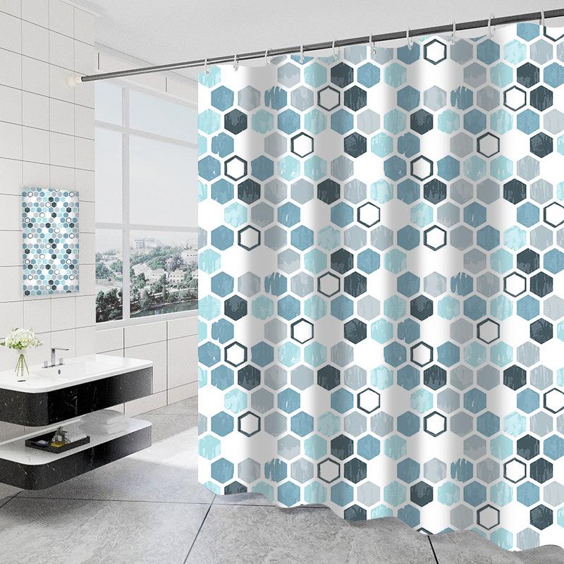 Bathroom Thickened Waterproof Curtain Mildew Proof Shower Curtain Shower Partition Curtain Shower Curtain Bathroom Curtain Free Perforation
