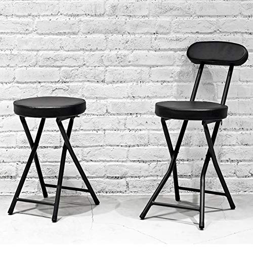 Pearl Metal Folding Pipe Chair, Limited Edition, Matte Black, 73cm High, Backrest, Compact Chair, BLKP Black, N-7572