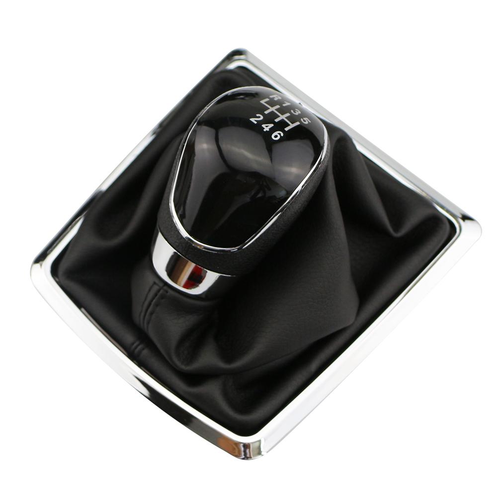 Car-Styling 5 6-biegowa gałka zmiany biegów dla Ford Focus 2 MK2 2005 - 2011 Fiesta Kuga 08-12 skórzany ochraniacz