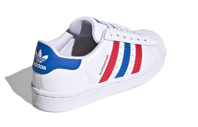 adidas Originals SUPERSTAR Low Top Skateboard Shoes White Blue Red Children Aged 3 7 Years Old FW5850