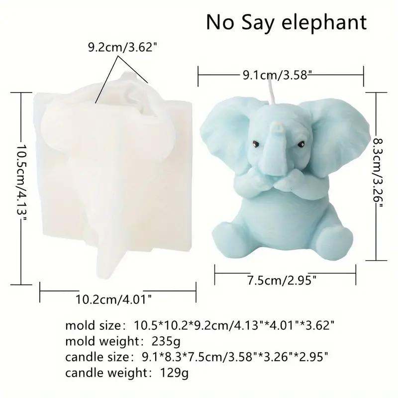 Elephant Silicone Candle Mold DIY No See Hear No Speak Elephant Shapes Candles Gypsum Animal Themed Home Decor