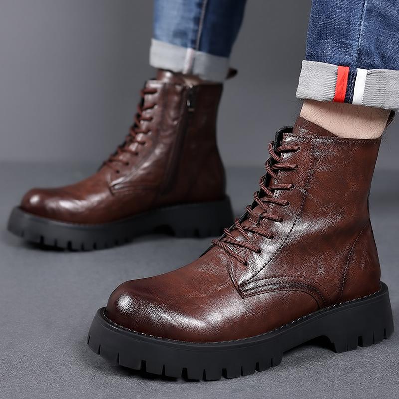 Мода Новое поступление Осень Ранняя зима Ботинки Мужская обувь на платформе Крутые — фото 3
