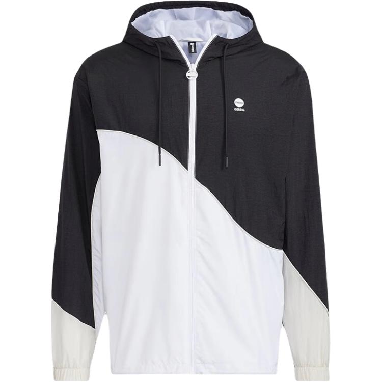 

Adidas Color Block Zip Hoodie Jacket Мужская верхняя одежда Черный Белый HD4629 XXL