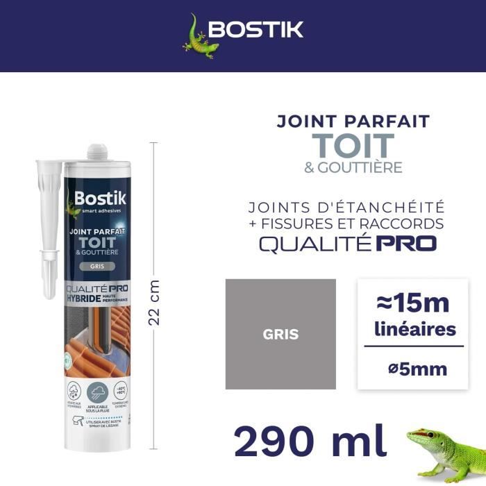 BOSTIK Joint parfait Dach und Regenrinne grau - Kartusche 280 ml