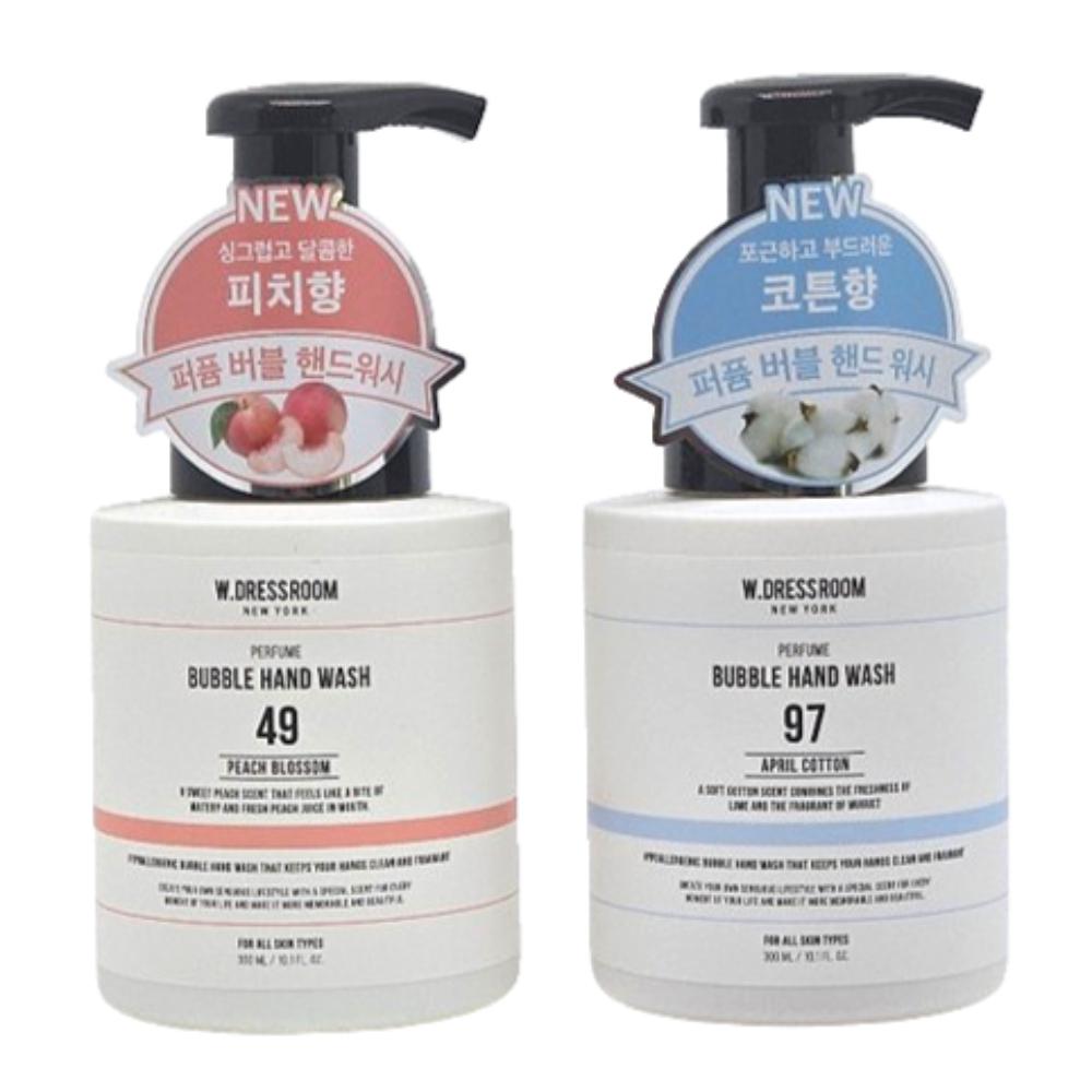 W.DRESSROOM Perfume Bubble Hand Wash 300ml – Choose from Cotton or Peach Scent | Foaming Korean Hand Soap with Long-Lasting Fragrance