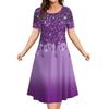 Elegant Women Short Sleeve Fashion 3d Print Midi Dress Plus Size Beach Clothing