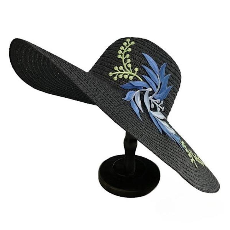 Men s And Women s Straw Hat Accessories Summer Flat Top Straw Hat Sun Hat Beach Hats чёрный