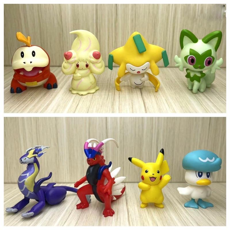 Set Of 8 Cartoon Pokemon Pikachu Mini Figures 5cm Size, Non-electric, Static Display