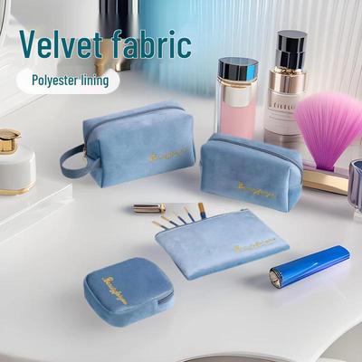Borsa per il trucco in velluto: Set di Storage Premium da 4 Pezzi ad Alta Capacità per Cosmetici e Rossetti