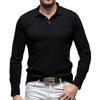 Men's Solid Color Button Lapel Long Sleeve Top Men's Casual Fashion Long Sleeve Top