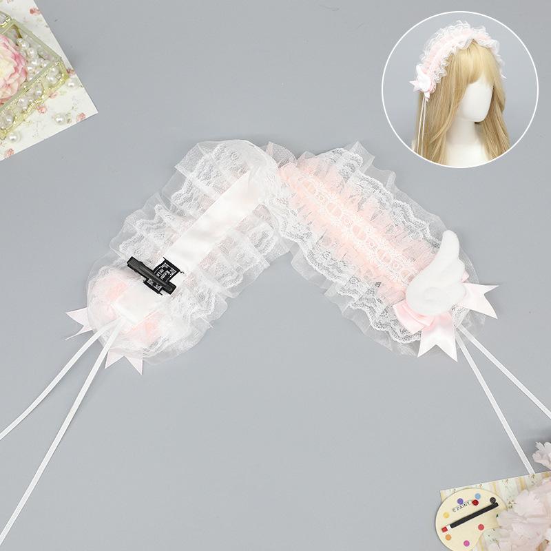 Handmade Bow Lace Headband Japanese Girl Lolita Hairpin Soft Cute Two-dimensional Headgear Cute Sister Hair Accessories