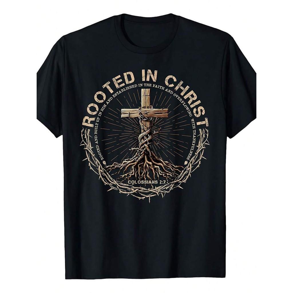 Rooted In Christ Shirt, Christian Cross T-Shirt Jesus Shirt S разноцветный