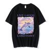Live Laugh Lobotomy Print T-shirts Funny Dolphin Meme Oversized T Shirts Men Women Casual Short Sleeve T-shirt Streetwear