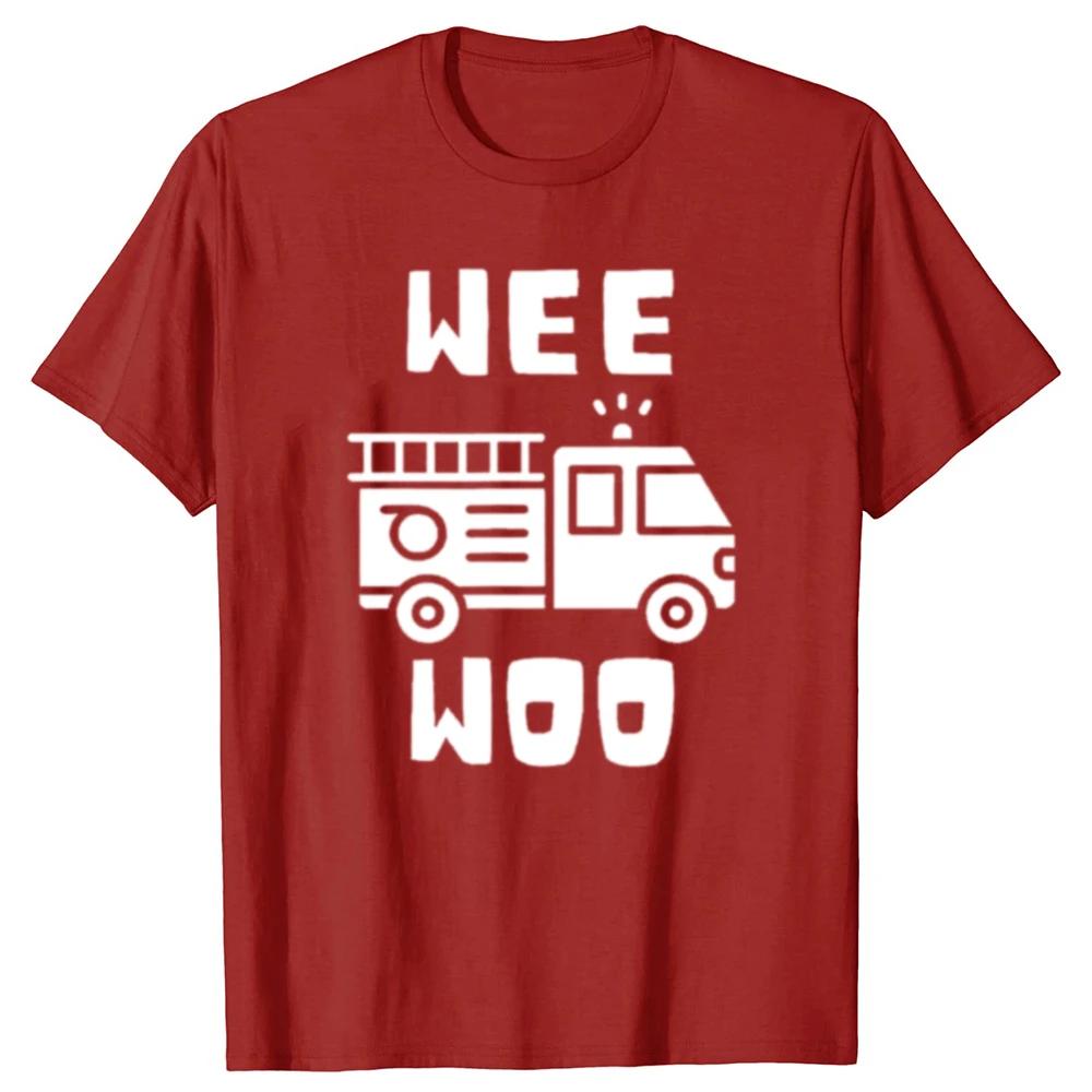 Wee Woo Fire Truck Graphic Tee Firefighter Sound Emergency Response Short Sleeve TShirt S
