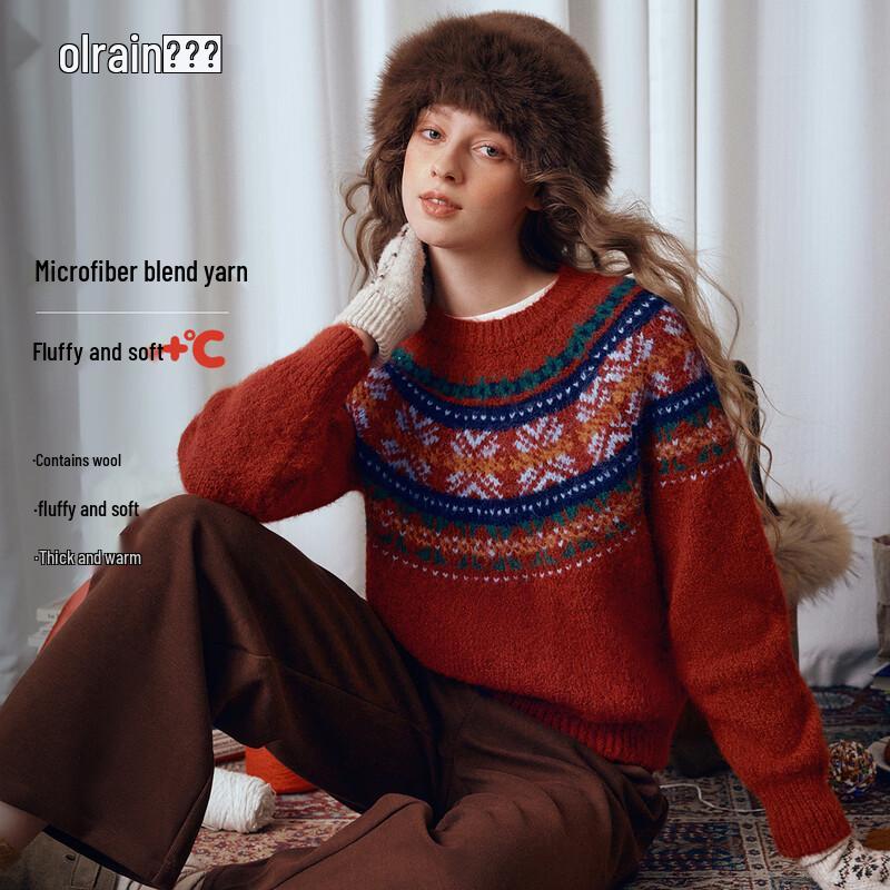 Женский рождественский зимний вязаный пуловер Olrain One Size
