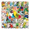 50 Pictures of Parrot Doodle Personality Cartoon Animal Children's Goo Card DIY Skateboard Suitcase Stickers Waterproof