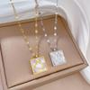 Cold Wind Square Personality Minimalist Wind Furnace Real Gold Necklace Female Collarbone Chain