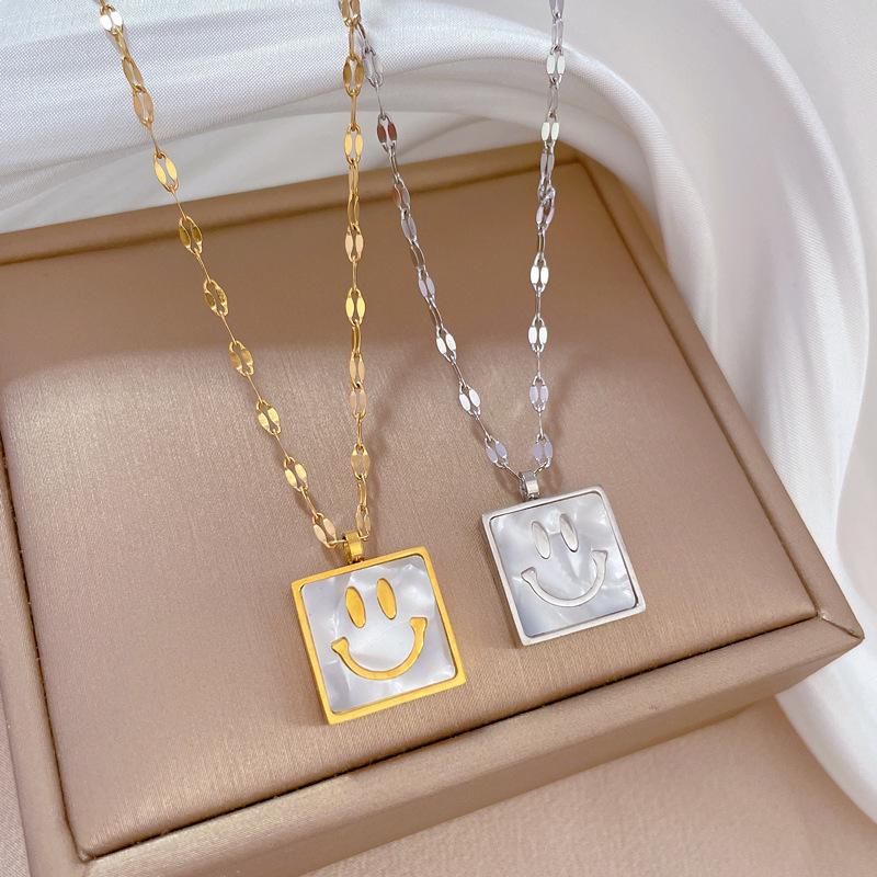 Cold Wind Square Personality Minimalist Wind Furnace Real Gold Necklace Female Collarbone Chain