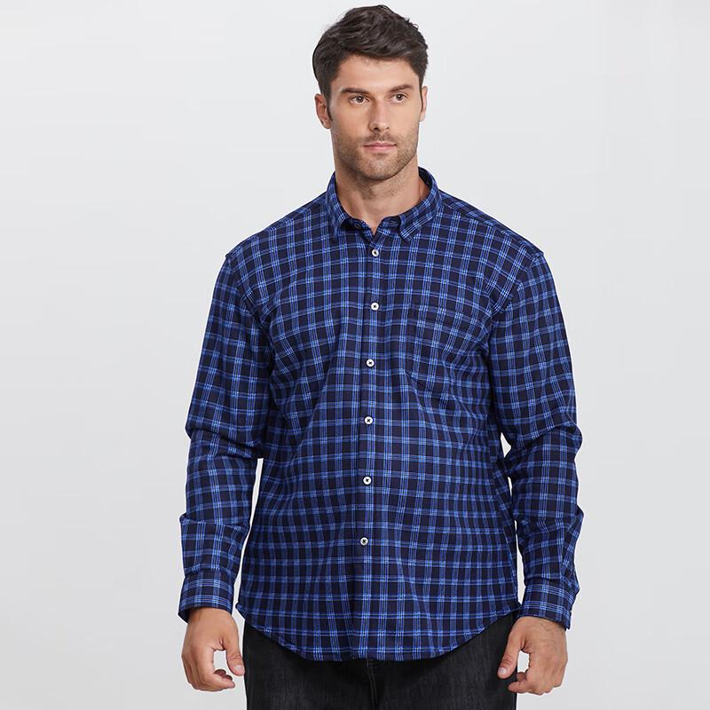 Di Bin Ze Men's Loose Fit Plus Size Fleece-Lined Plaid Shirt