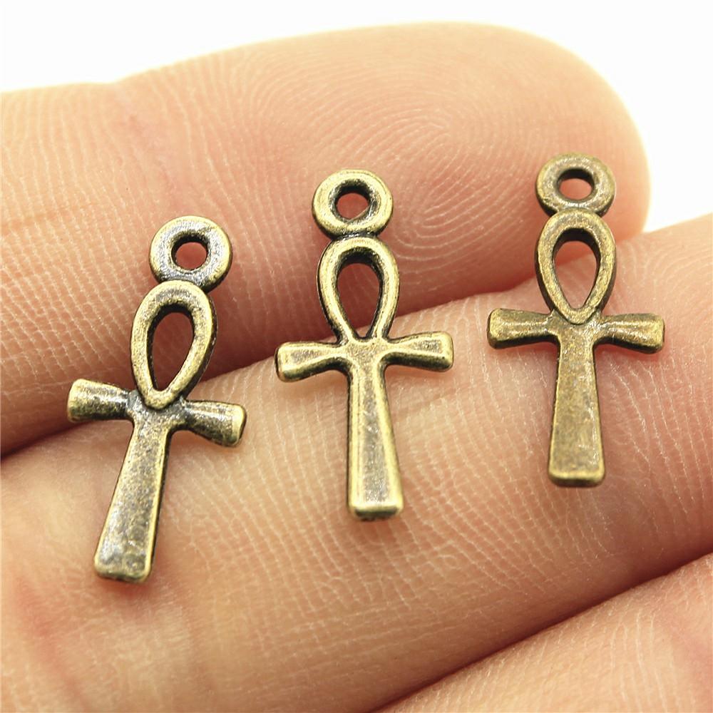40pcs Tibetan Bronze Silver Color Pendants Antique Jewelry Making DIY Handmade Craft Small Cross Charms For Jewelry Making