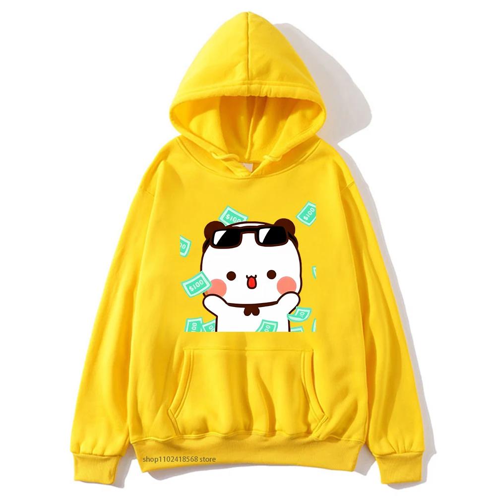 Men's hooded sweatshirt with Bubu and Dudu cartoon print, a fashionable and casual hip-hop style top for autumn and winter Harajuku fashion.