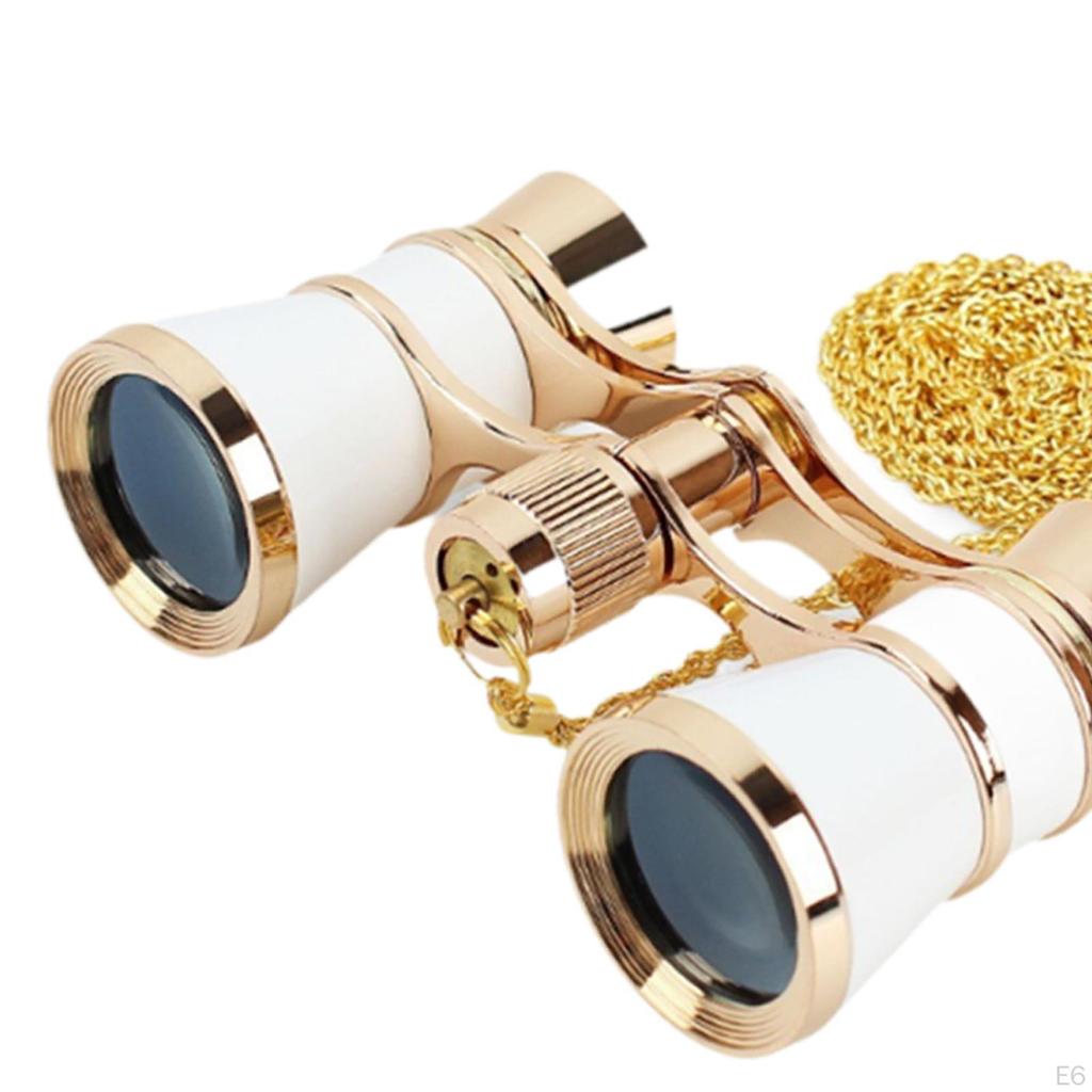 3x25 Opera Glasses Theater Binoculars with Foldable Handle & Chain for Travel Musical