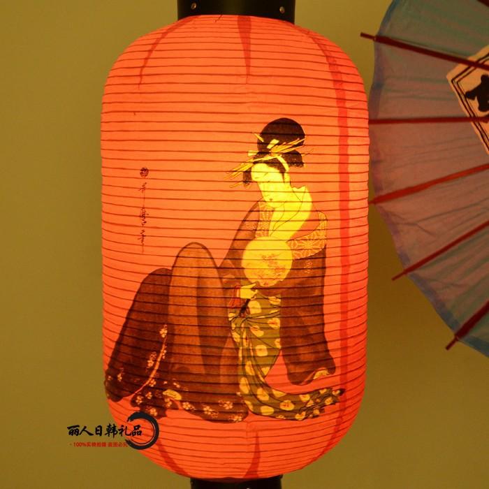 Japanese Ukiyo-e Beauty Paper Lantern, Floating World Art Restaurant Decor