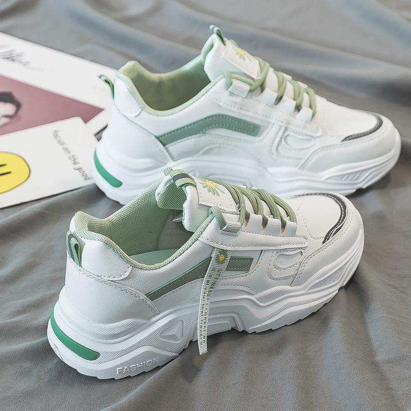 

Модные осенние кроссовки на платформе 2024 года, новые женские кроссовки из искусственной кожи с толстой подошвой, повседневные кроссовки для молодежи, девушек, студентов, кроссовки на шнуровке 40 зелёный