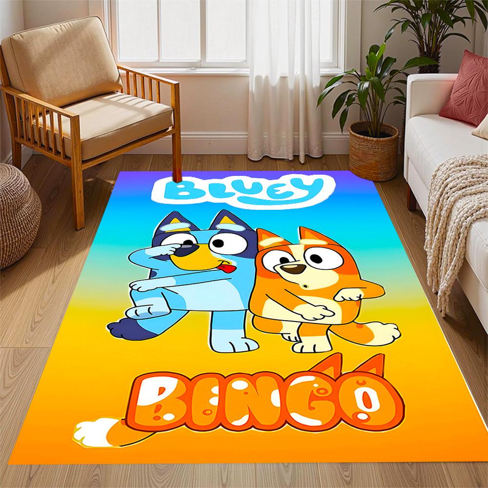 Tappeti Antiscivolo a Tema Bluey's Bus Adventure - Arredamento per la Casa in Poliestere, Adatti per Camere da Letto, Soggiorni, Ingressi, Studi e Decorazioni