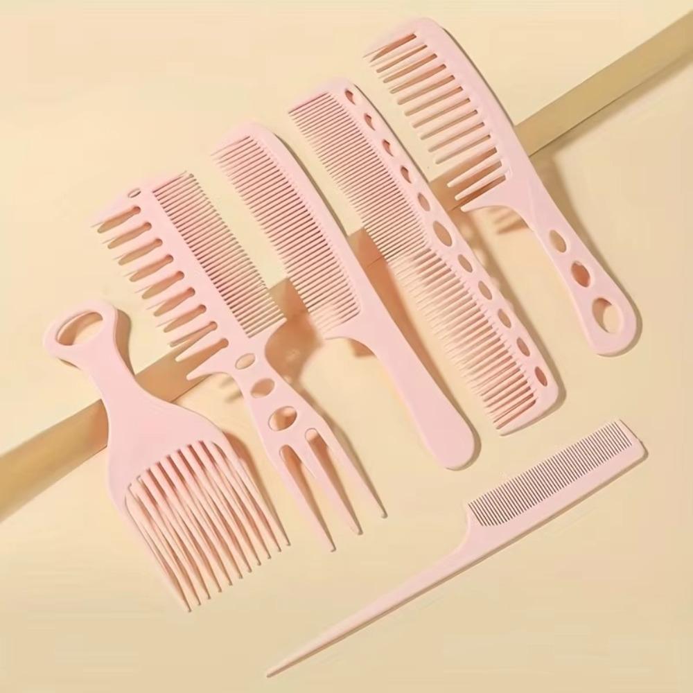 

6pcs Curling Comb Beauty Salon Hair Comb Lightweight Brush Combs Hairbrush Men Women розовый