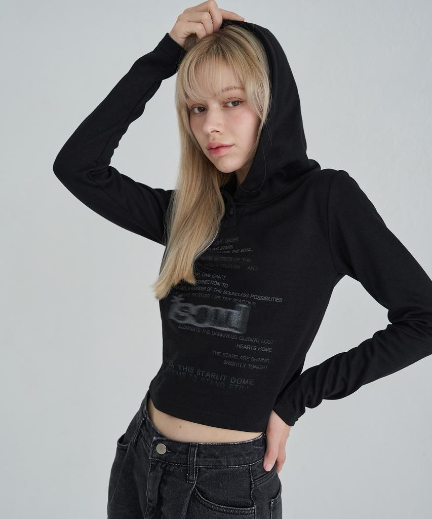 Logo Slim Hooded Long Sleeve (White Melange)