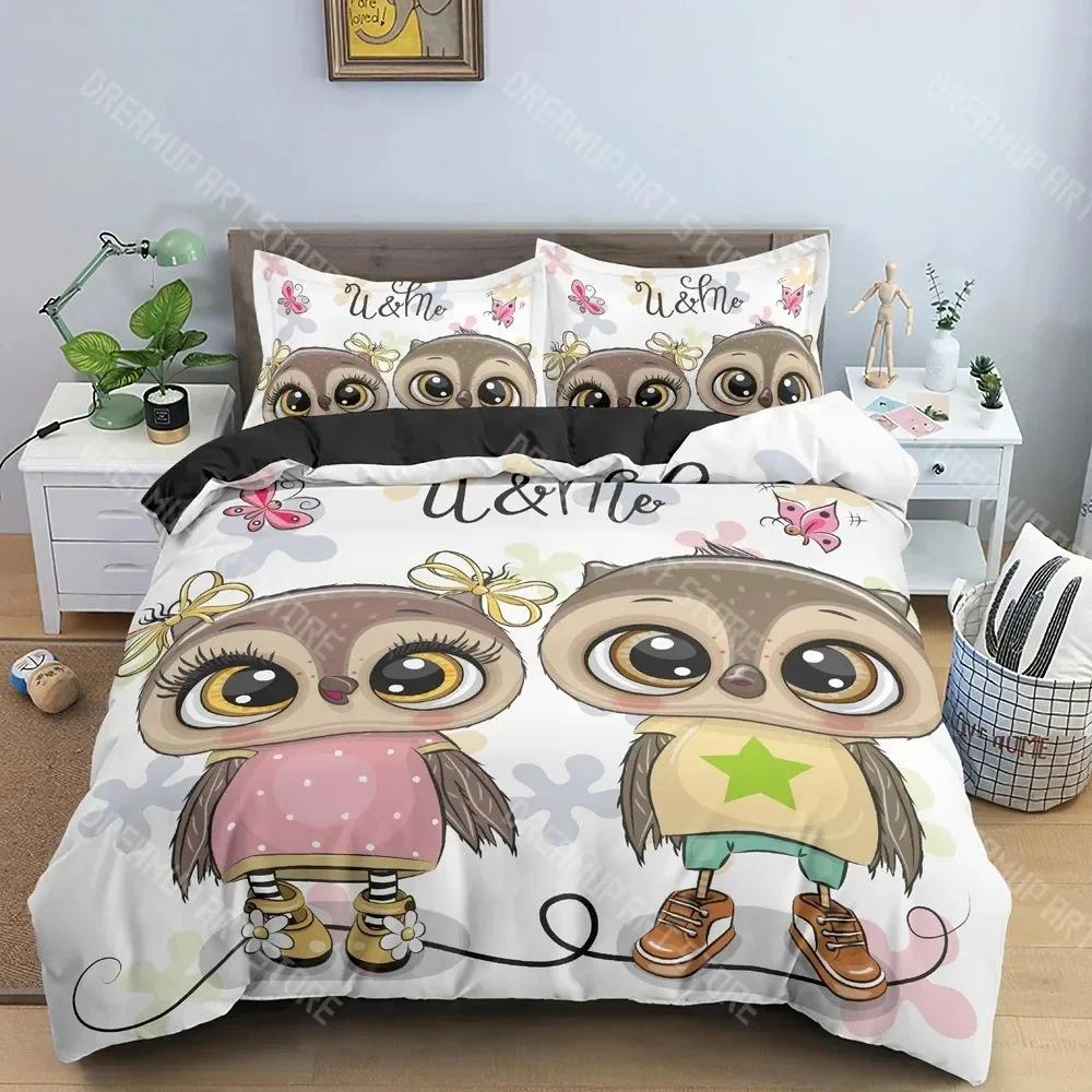 

3D Print Owl Bedding Set Boys Girls Twin Queen Size Duvet Cover Pillowcase Bed Kids Adult Fashion Home Textileextile EU Single 90x200cm
