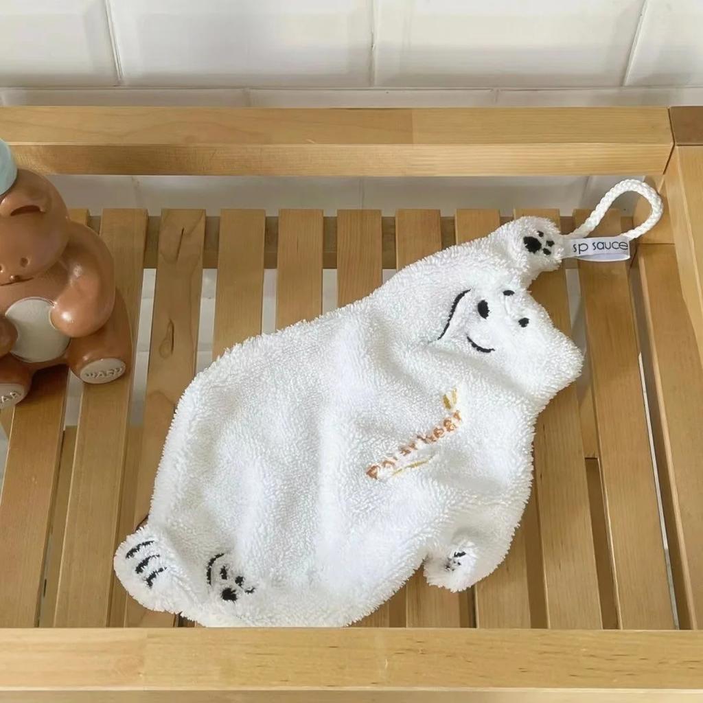Polar Bear Hand Wiping Towel Super Absorbent Hanging Kitchen Towel Coral Design Thick Cartoon Hand Towel