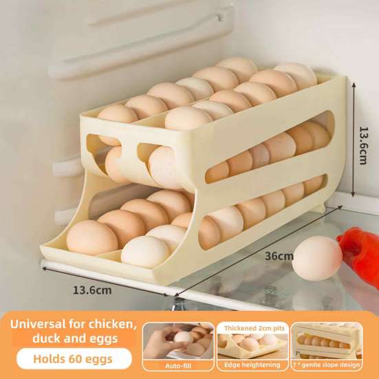 Multi-layer Slide Egg Storage Box Ladder Style Egg Box Large Capacity Automatic Rolling Refrigerator Egg Tray Organizer