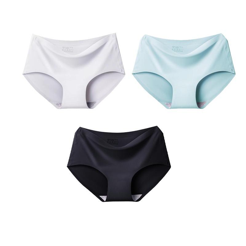 3pcs Sexy Women Panties Ice Silk Seamless Underwear Girl Lingerie Breathable Comfort Briefs Large Size Panties Women Underpant