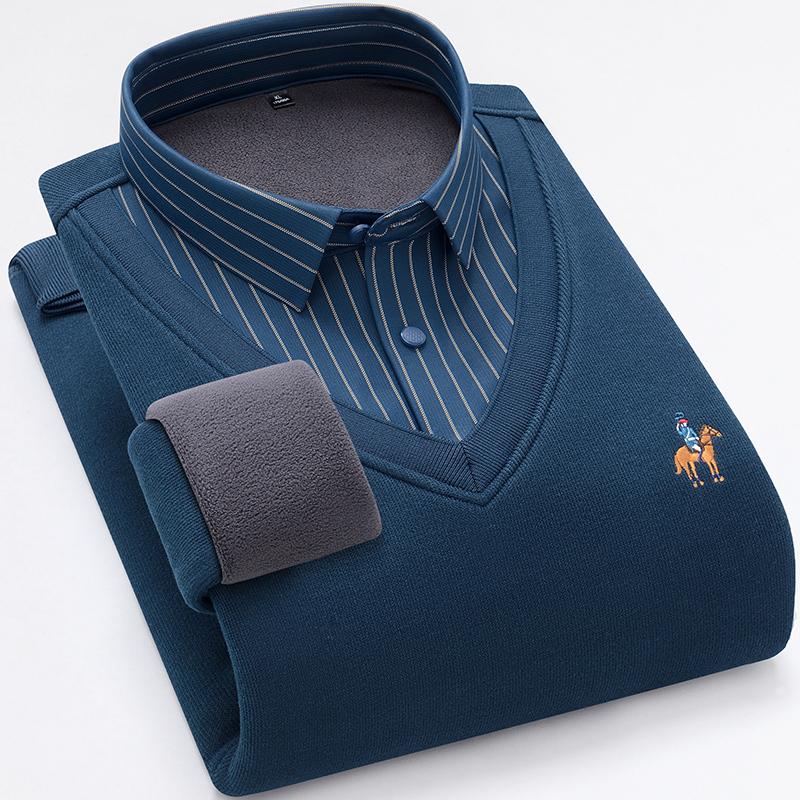 Men's long-sleeved shirts with fleece and thickening are trendy and versatile on the street. They are of high quality and cool