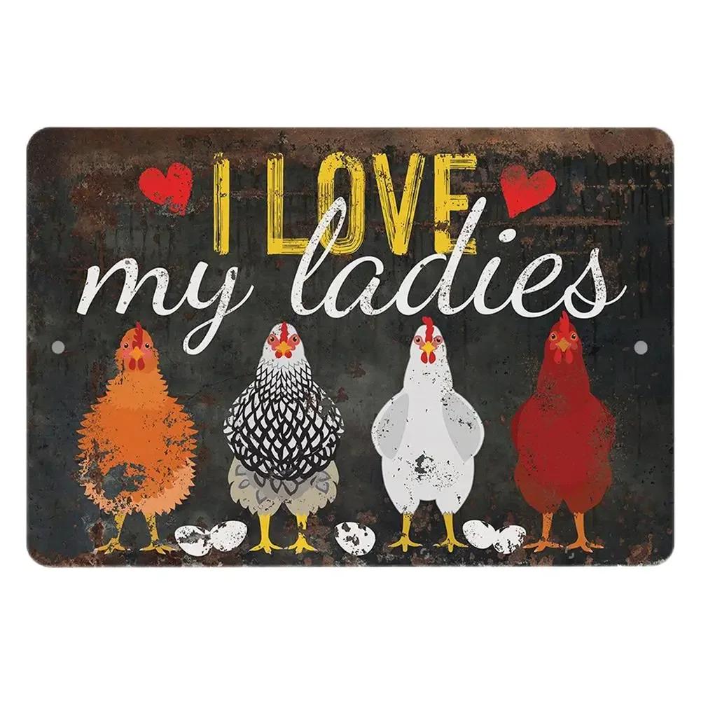 Vintage Tin Sign - Home Is Where the Chickens Are - Metal Signs Funny for Farmhouse Decor - Metal Wall Art for Chicken Coop