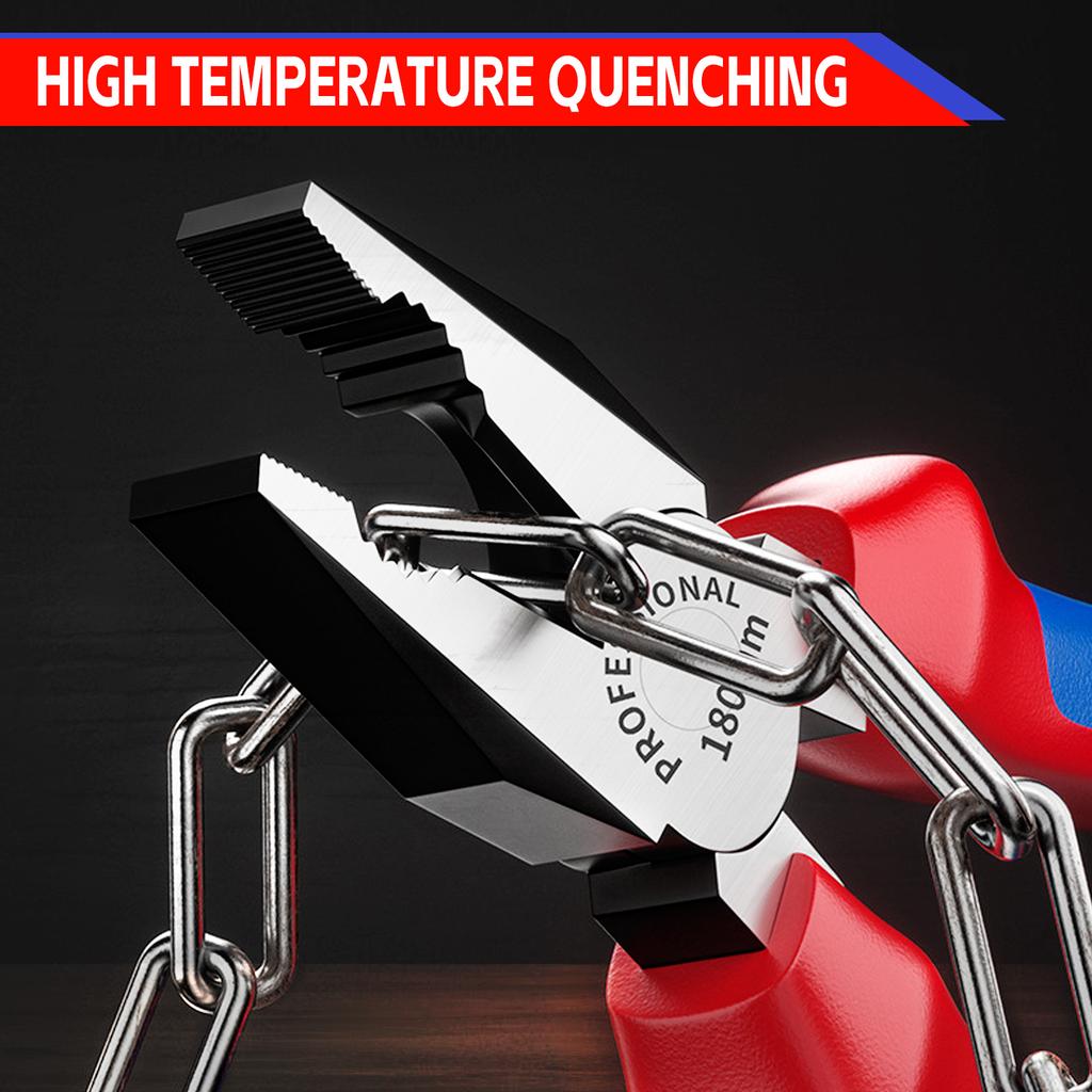 3PCS Plier Set,Including 8"Needle Nose Pliers, 8"Linesman Pliers and 7"Diagonal Cutting Pliers, Bi-material Handle