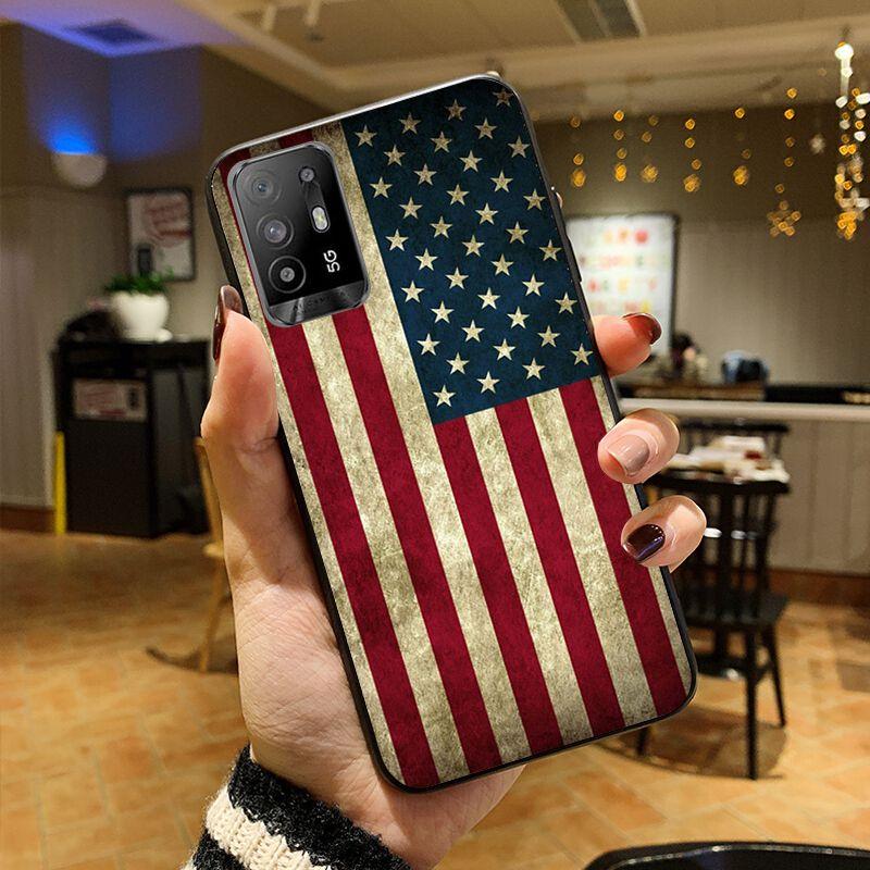 Custodia bandiera americana cover per telefono per OPPO A74 A94 5G A3S A5 A5S A9 A12 A15 A15S A52 A53 A53S A72 A73 2020 A91 5G custodie coque
