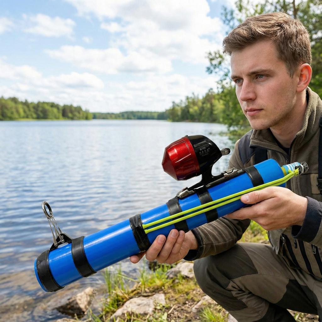 Precise Launching Lure Rods with Reel Compact Fishing Rod Holder Fish Bait Launching Equipment Outdoor Fishing Bait Feeder