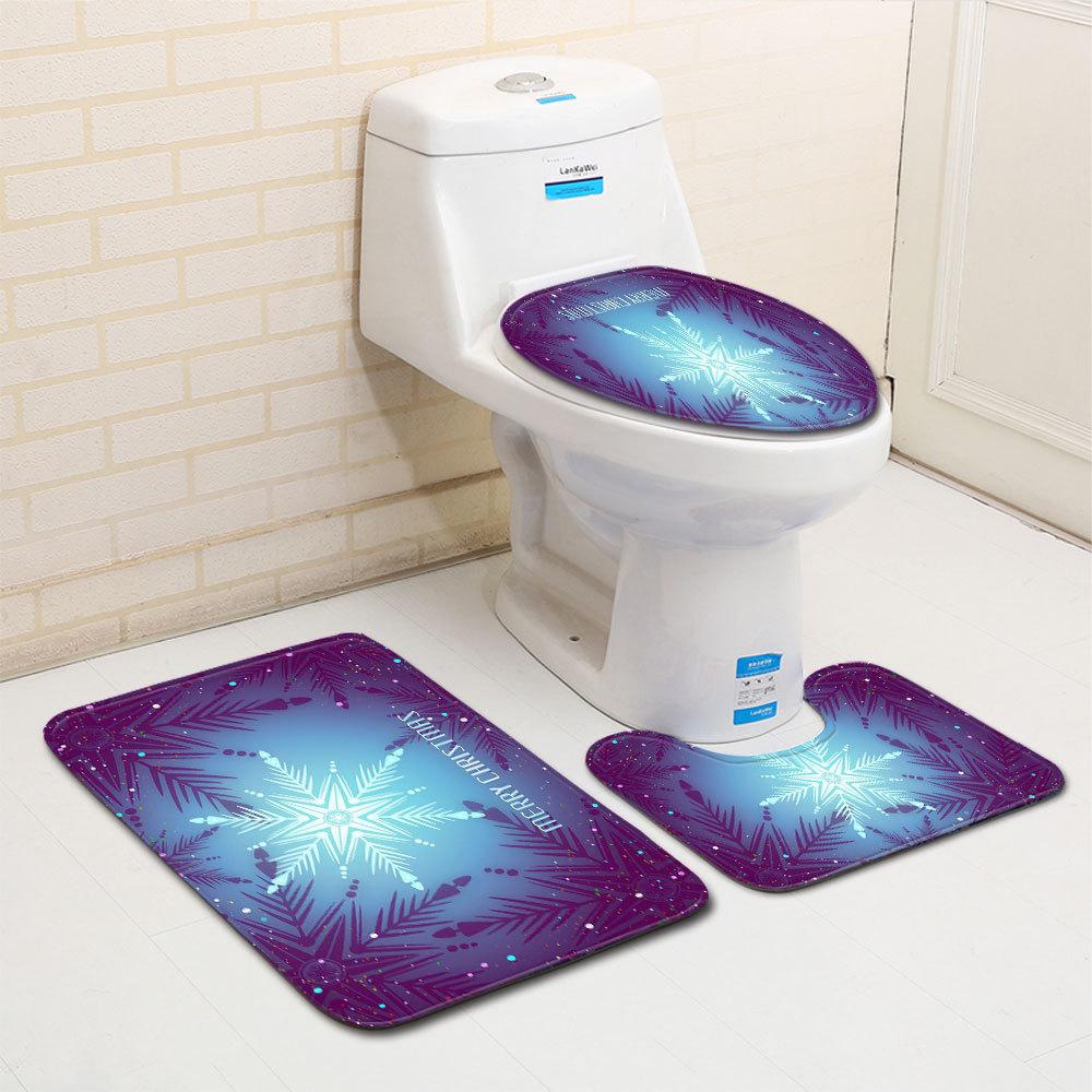 Christmas Bathroom Floor Mat Toilet Three-Piece Set