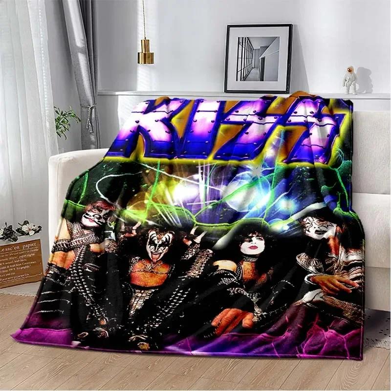 KISS Band Pattern Throw Blanket Light Weight Blanket for Living Room Bedroom Kidsroom Warm Blanket Christmas Gift