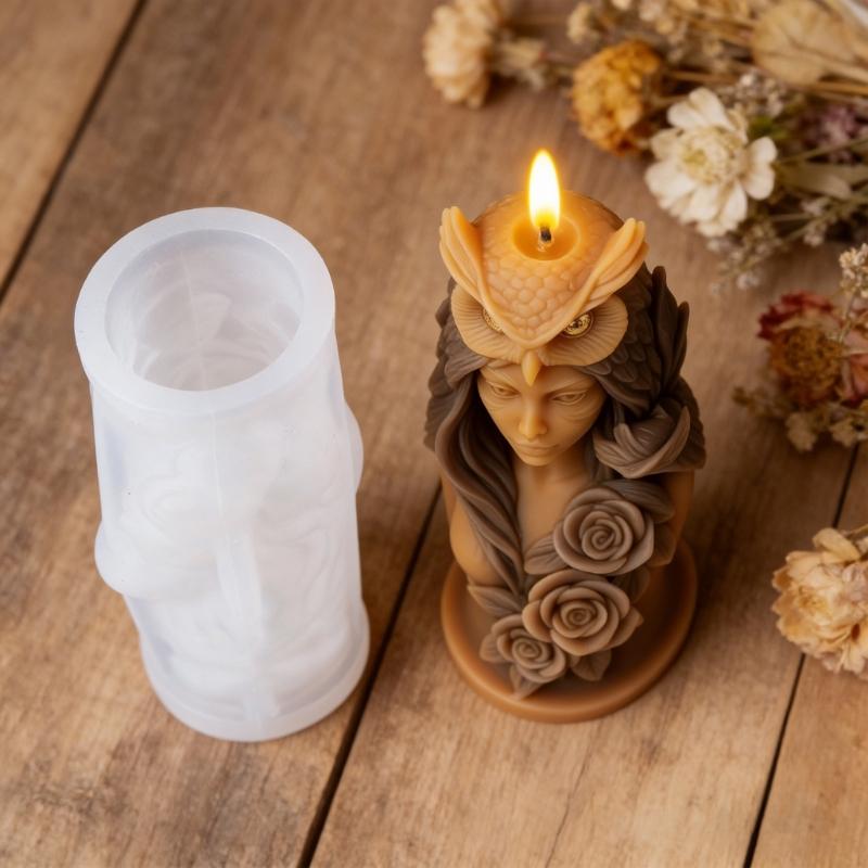 Sturdy Silicone Candle Mould Featuring Owl Girl Designs for Festival Home Decoration and Craft Projects