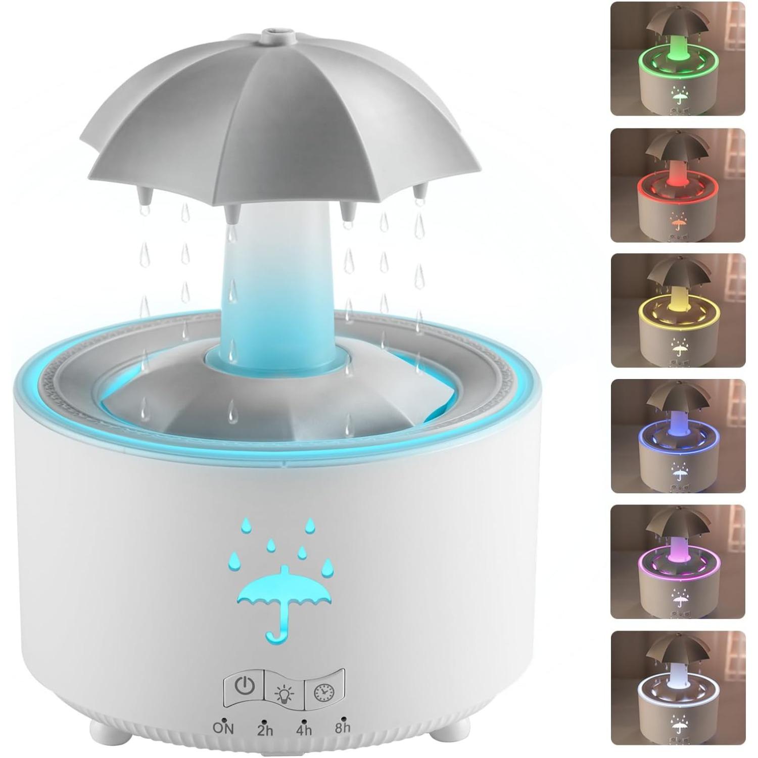 2-in-1 Humidifier Oil Diffuser with 360° Rotating Raindrop & 7 LED Mood Lights,Ultrasonic Quiet Cool Mist Humidifier for up to 24 Hrs