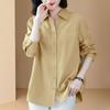 2025 Spring/Autumn Women's Plus Size Loose Long Sleeve Off-Shoulder Shirt with Turn-Down Collar