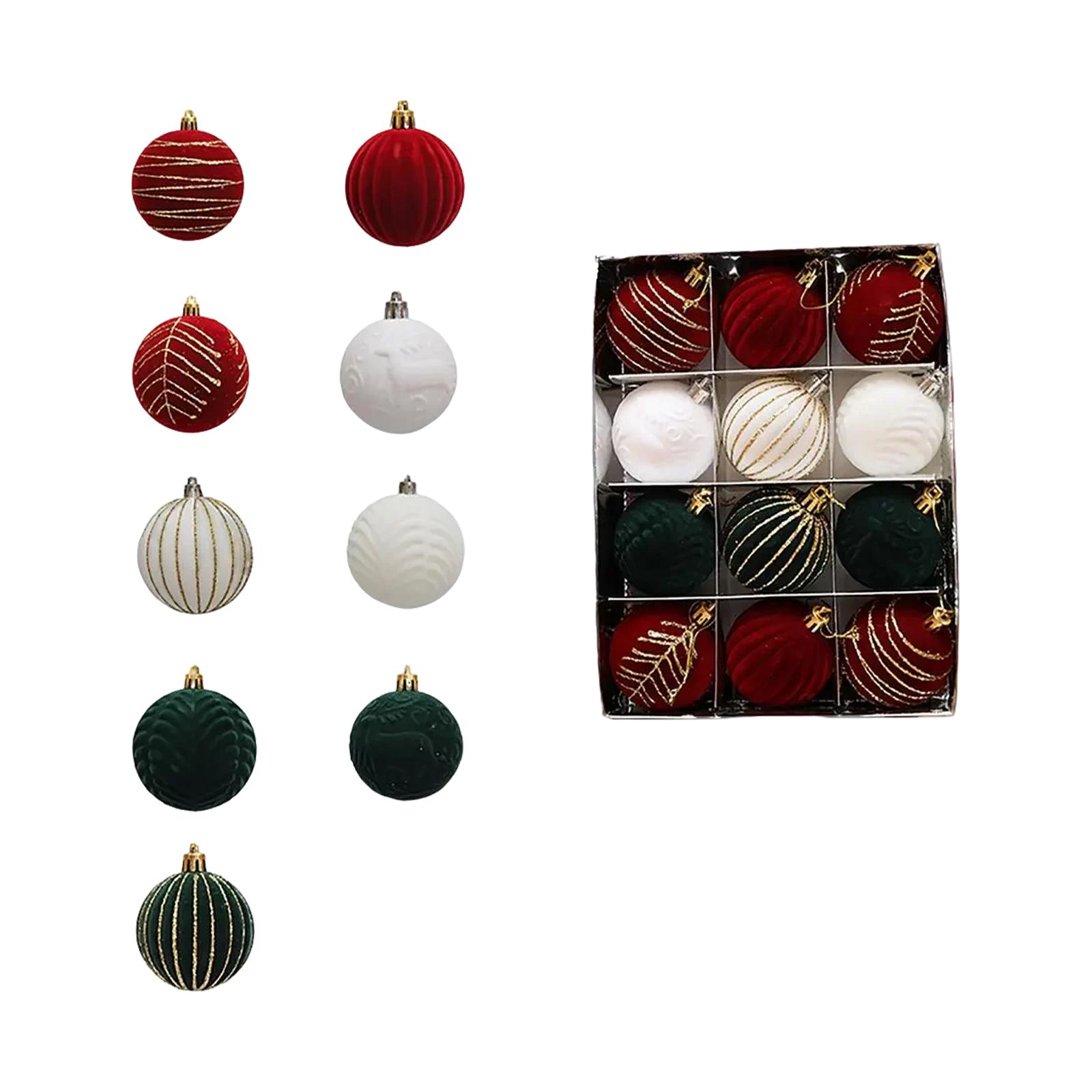 

Christmas Ball Red Flocking Painted Ball Christmas Tree Decoration Hanging Ball 12 6cm Christmas Flannel Ball One Size