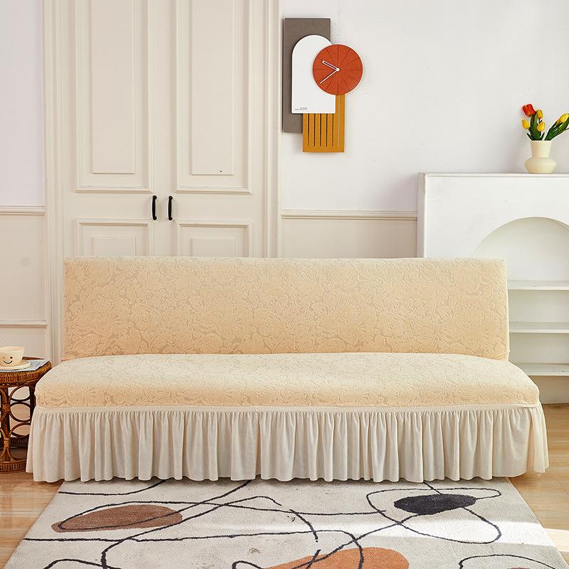 Living Room Without Armrests Skirt Sofa Bed Cover Thickened Terry Grid Elastic Folding Sofa Cover All-Inclusive Universal